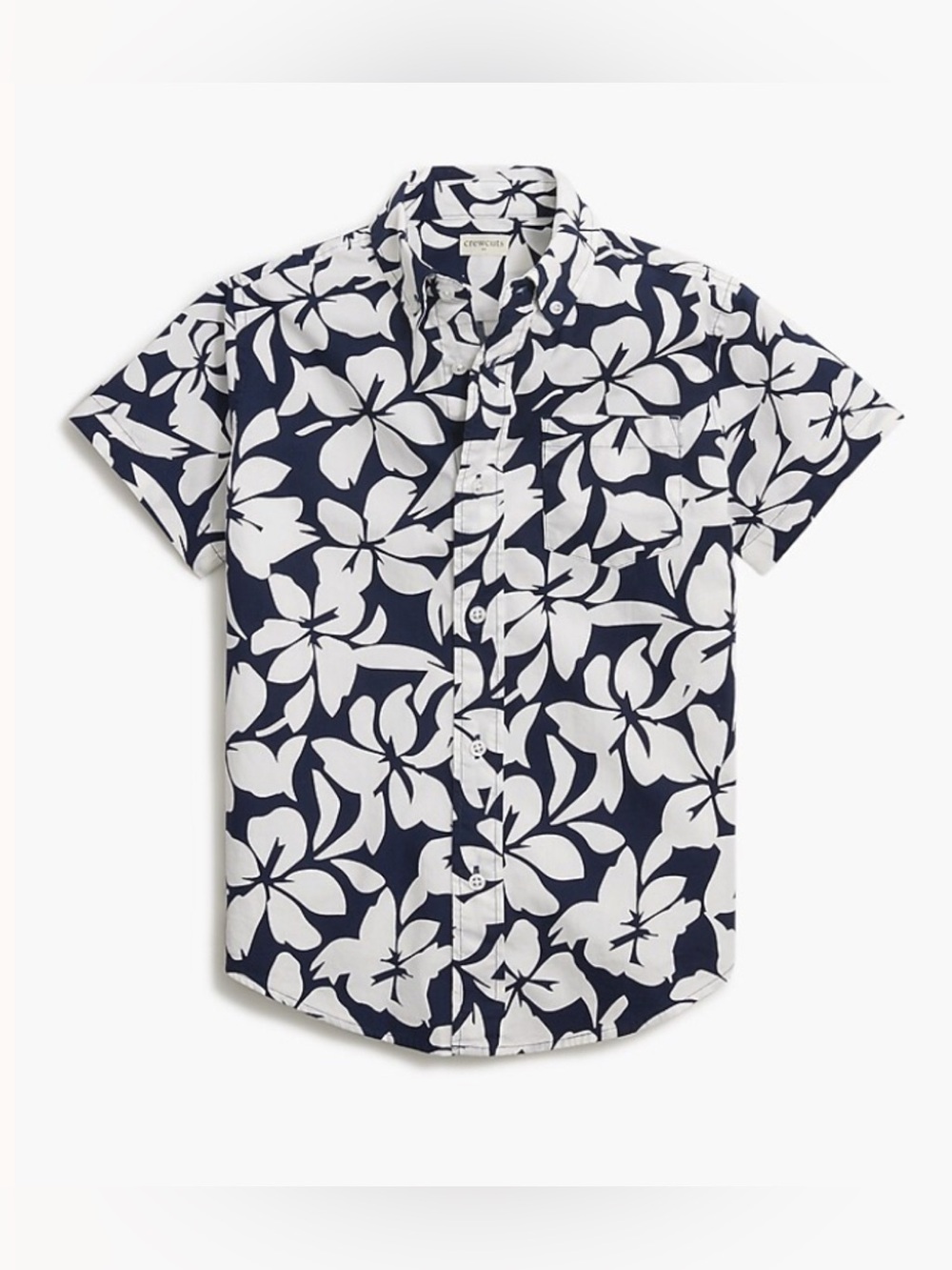 J. Crew Crewcuts Boys Navy and White Floral Button-Down Shirt - Small (6-7)